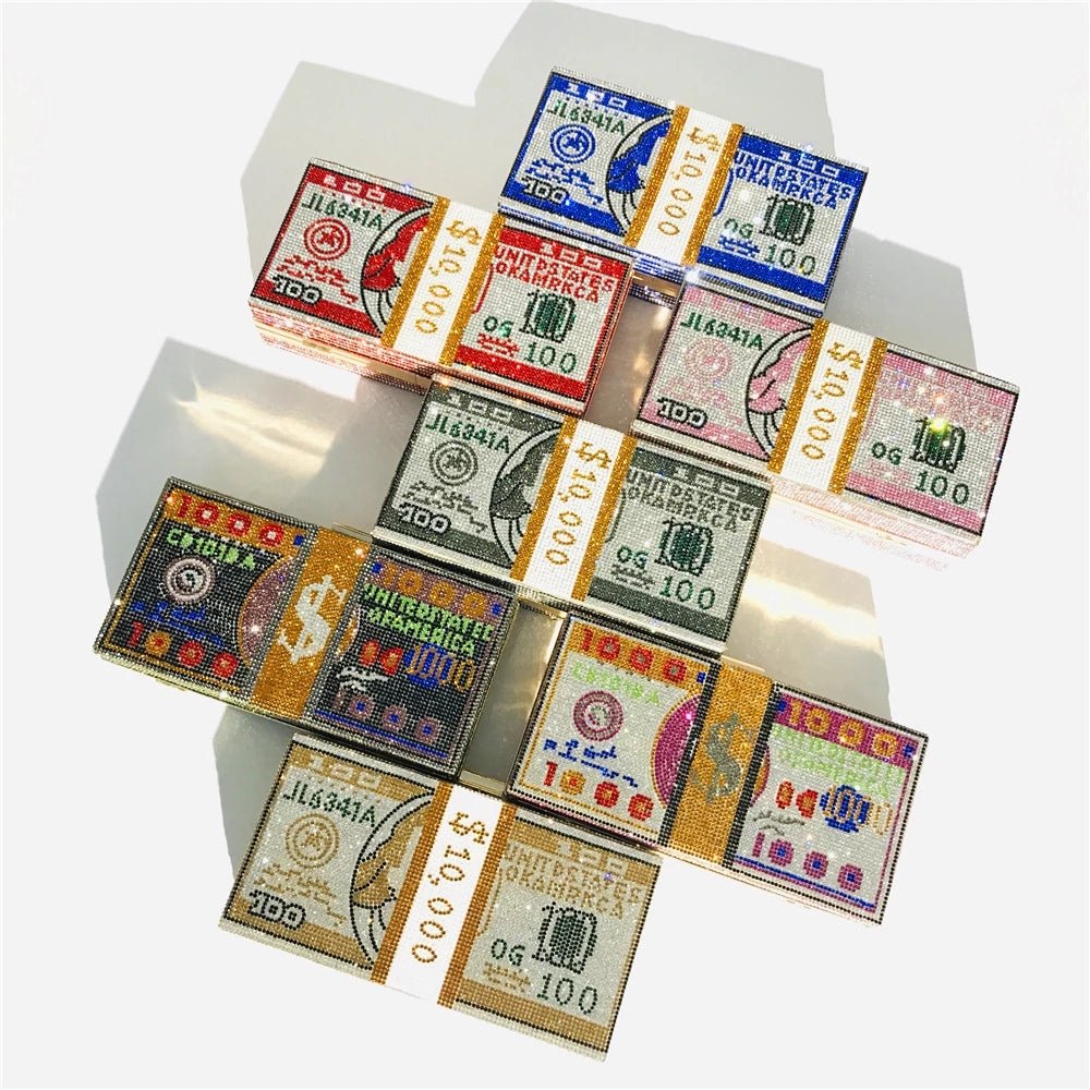 Stack of Cash Clutch Purses Women Crystal Evening Bags