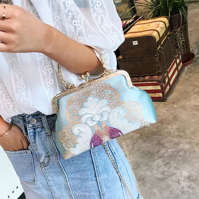 Stylish Hand Clutch Bag with Flower Embroidery