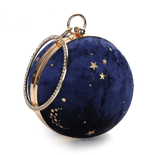 Suede Women Round Clutches Mini Handbags Wedding Purse