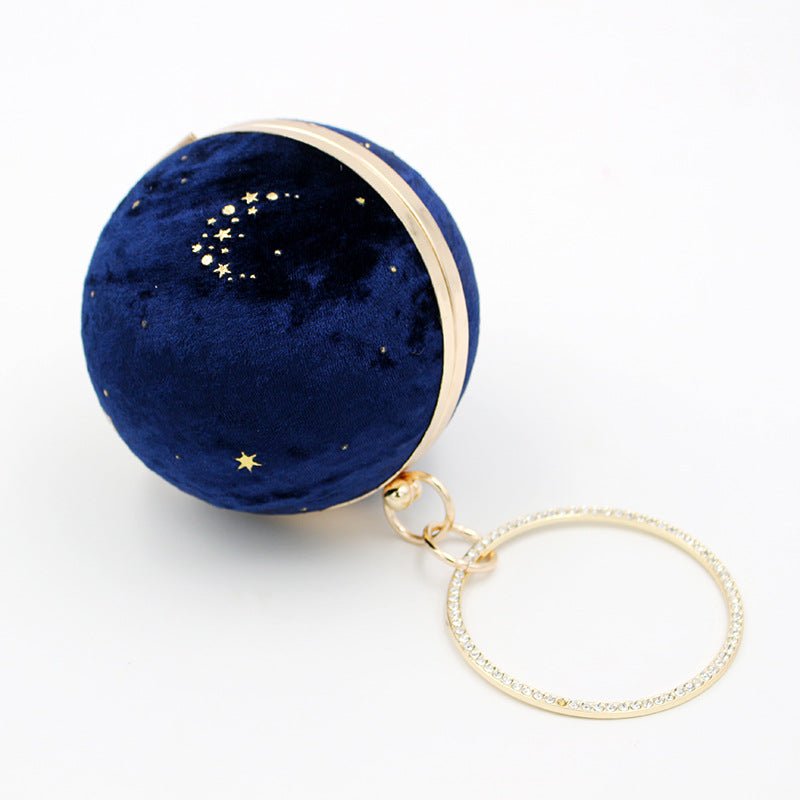 Suede Women Round Clutches Mini Handbags Wedding Purse
