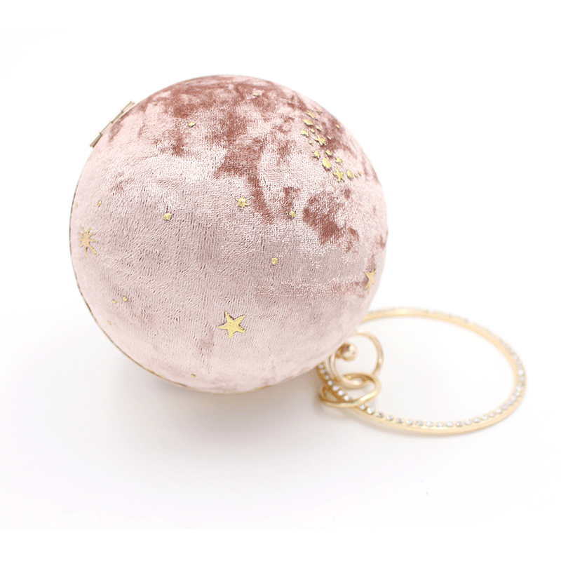 Suede Women Round Clutches Mini Handbags Wedding Purse