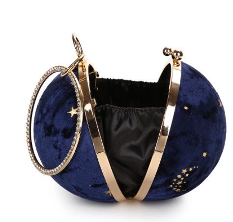 Suede Women Round Clutches Mini Handbags Wedding Purse