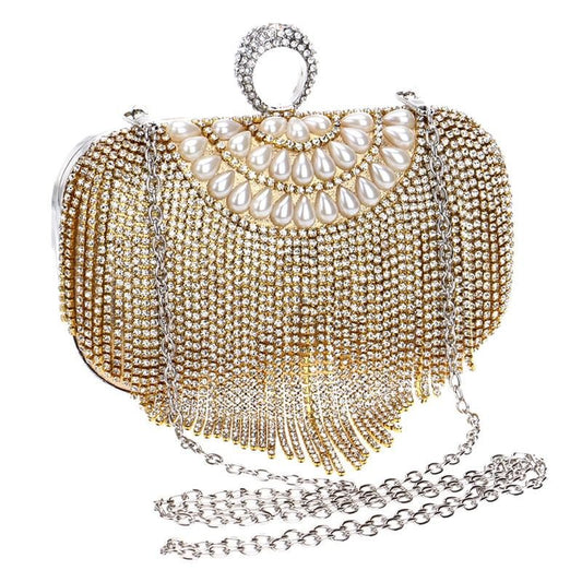 Tassel Evening Clutches Rings Diamonds Pearl Handbags
