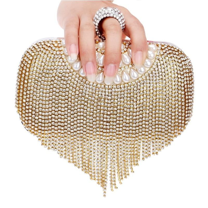 Tassel Evening Clutches Rings Diamonds Pearl Handbags