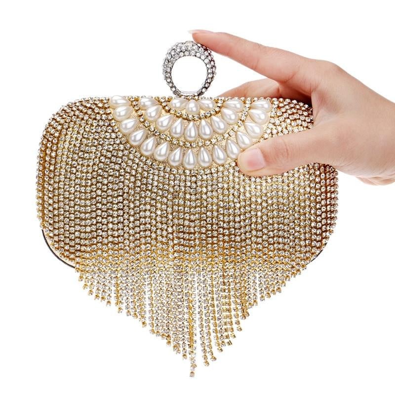 Tassel Evening Clutches Rings Diamonds Pearl Handbags