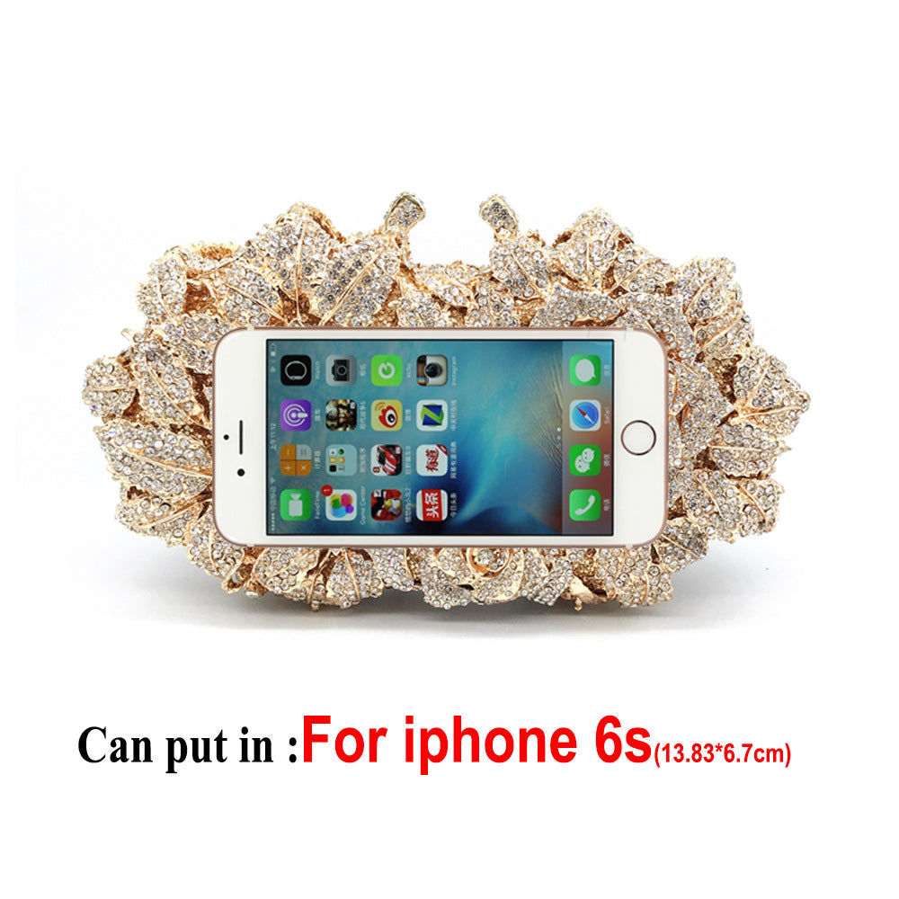 Three Roses Luxury Flower Rhinestone Clutch Bag