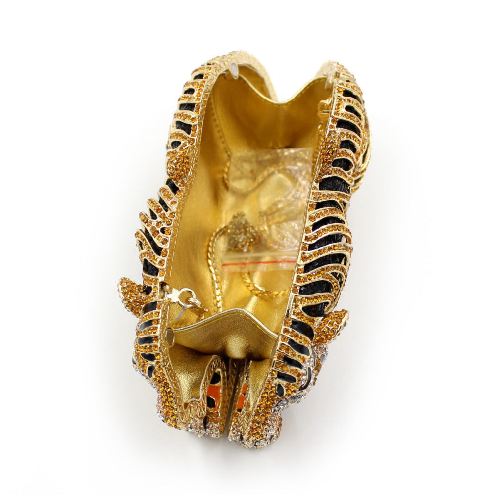 Tiger Sparkling Evening Clutch Bags with Chain