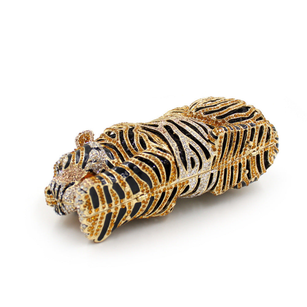 Tiger Sparkling Evening Clutch Bags with Chain