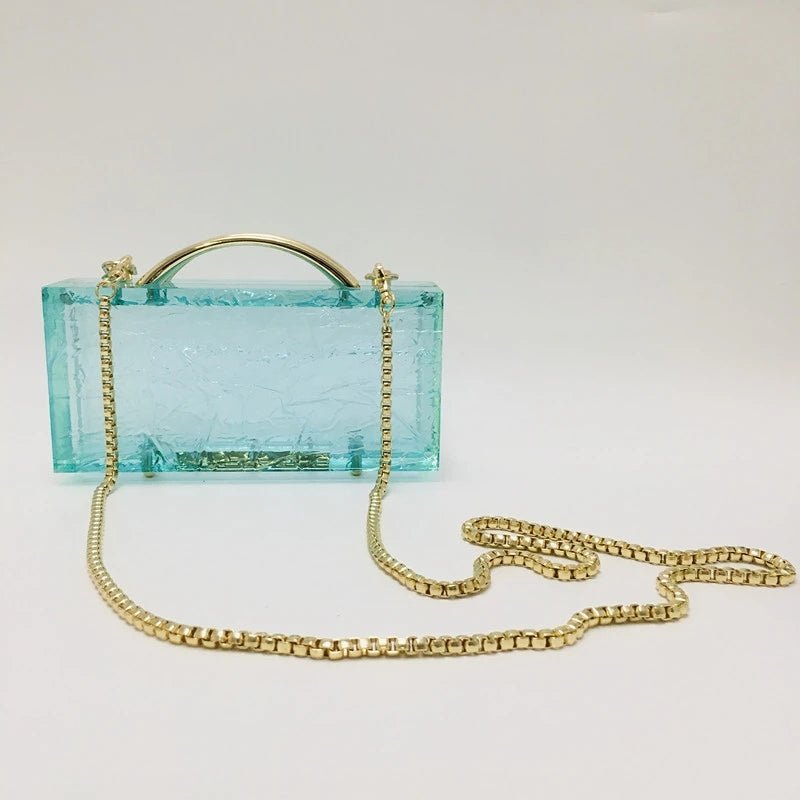 Transparent Acrylic Women Lake Blue Summer Evening Wedding Party Clutch Purse Handbag