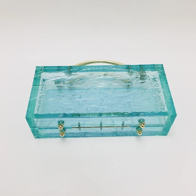 Transparent Acrylic Women Lake Blue Summer Evening Wedding Party Clutch Purse Handbag