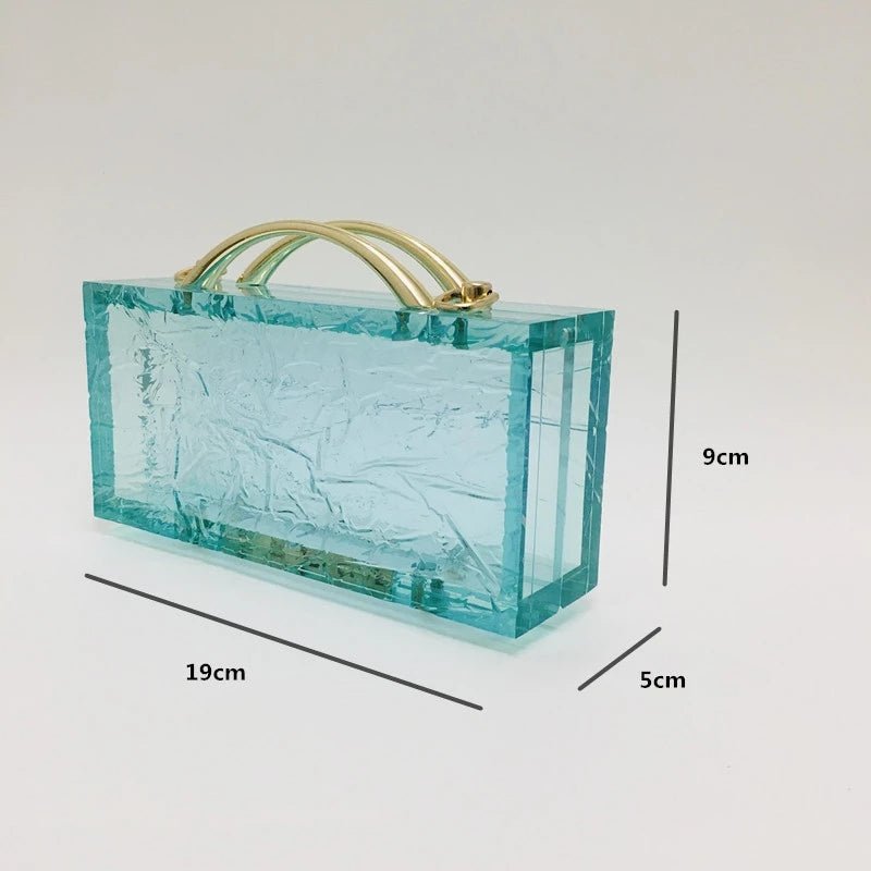 Transparent Acrylic Women Lake Blue Summer Evening Wedding Party Clutch Purse Handbag