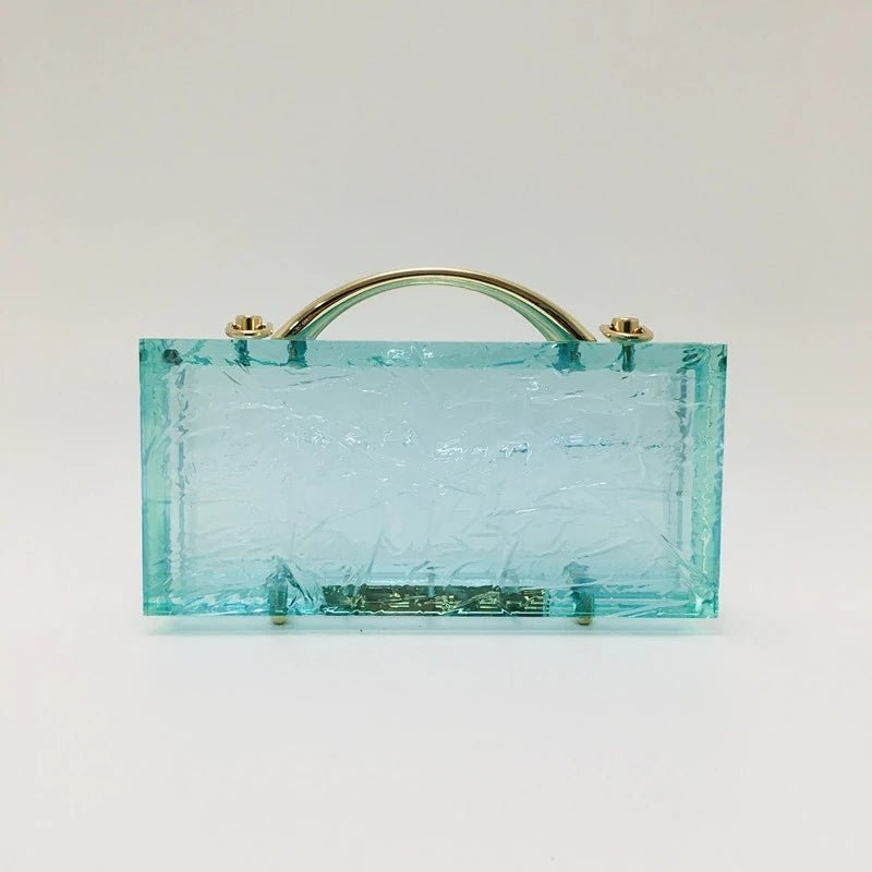 Transparent Acrylic Women Lake Blue Summer Evening Wedding Party Clutch Purse Handbag