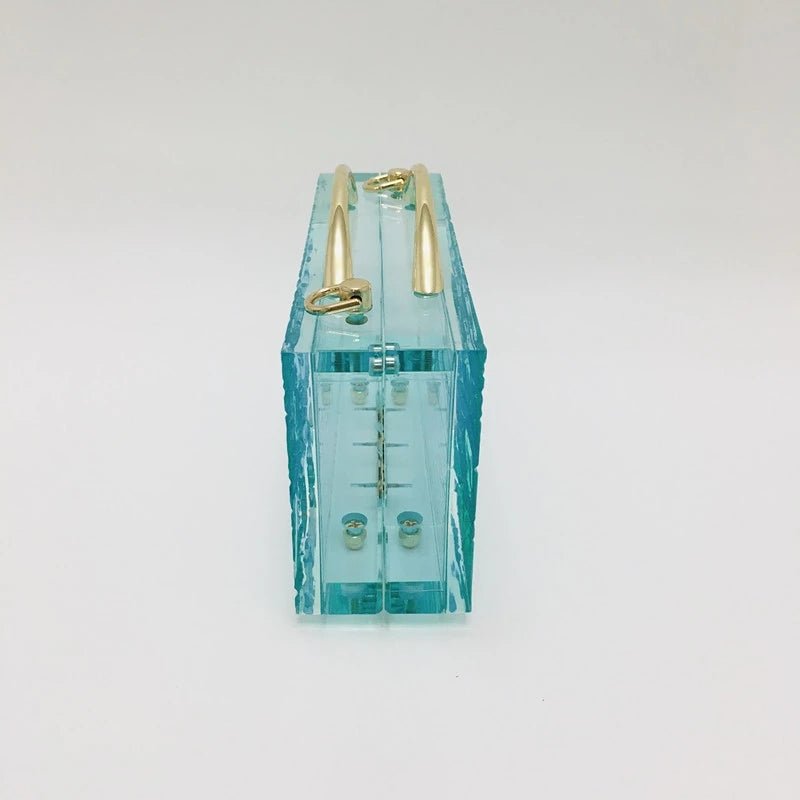Transparent Acrylic Women Lake Blue Summer Evening Wedding Party Clutch Purse Handbag