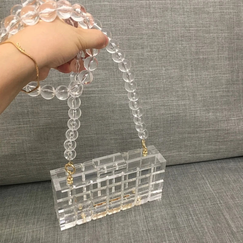 Transparent Clear Acrylic Box Handbag For Women Party Shoulder Bag