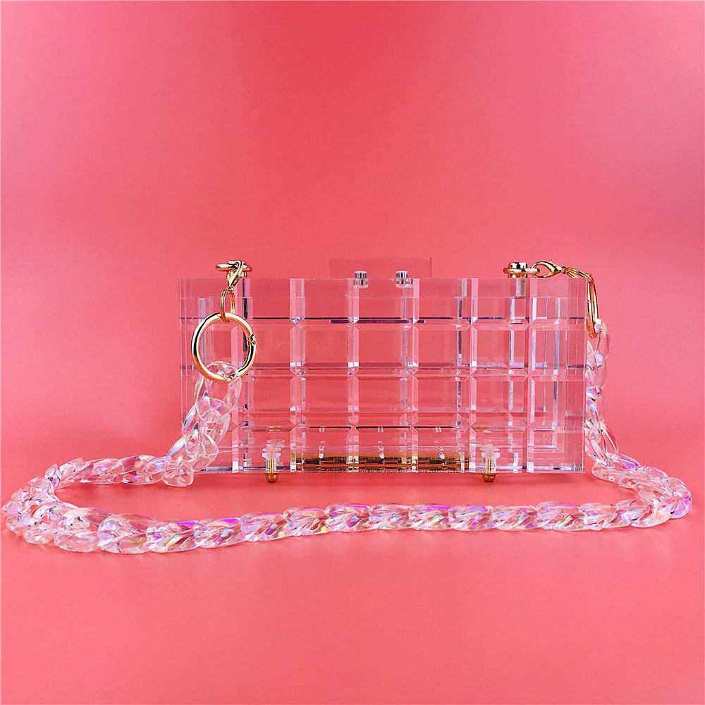 Transparent Clear Acrylic Box Handbag For Women Party Shoulder Bag
