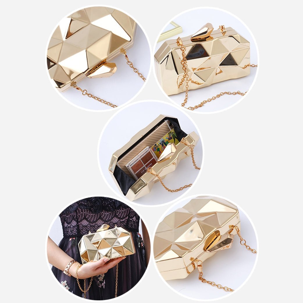 Unique Square Metal Evening Clutch Bag