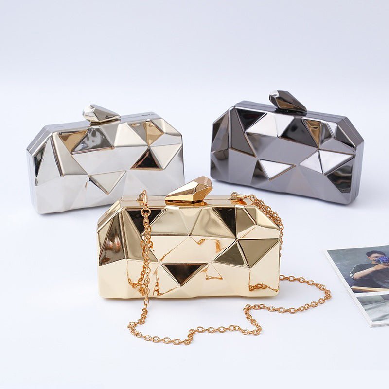 Unique Square Metal Evening Clutch Bag