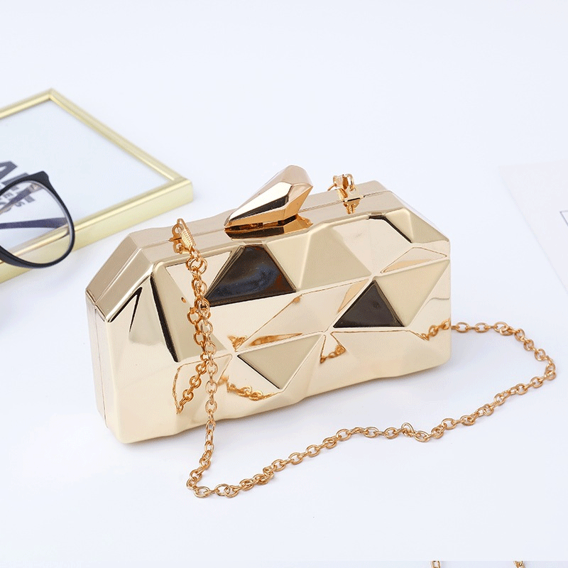Unique Square Metal Evening Clutch Bag