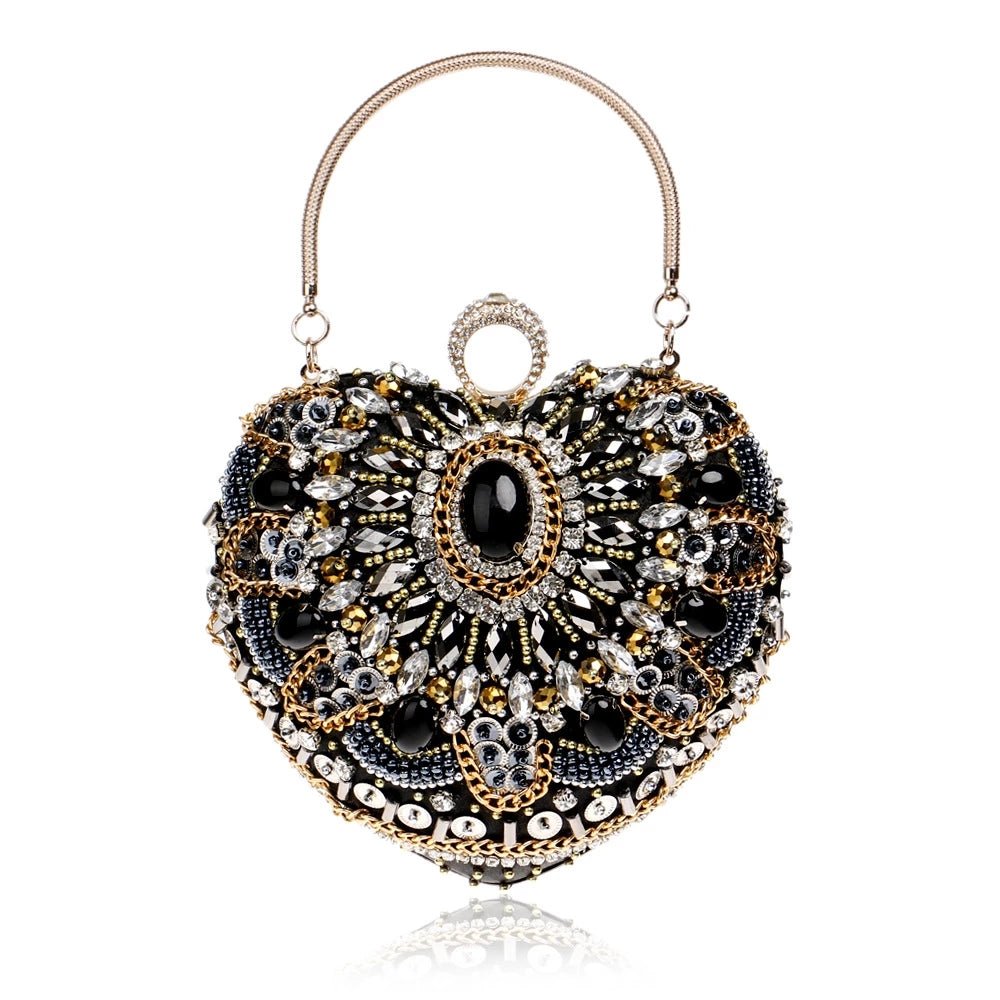 Vintage Black Evening Clutch Bags Ladies Box Party Handbags Purses