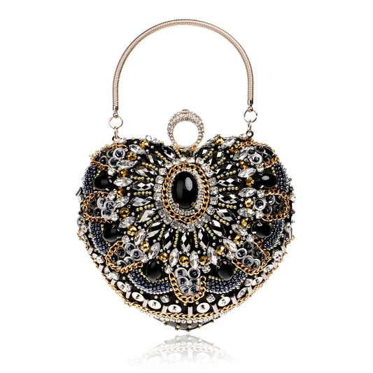 Vintage Black Evening Clutch Bags Ladies Box Party Handbags Purses