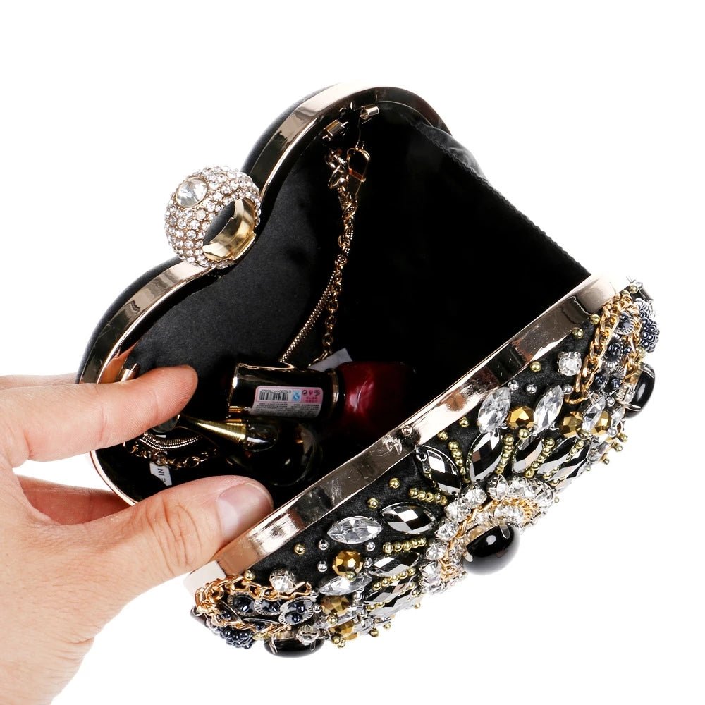 Vintage Black Evening Clutch Bags Ladies Box Party Handbags Purses