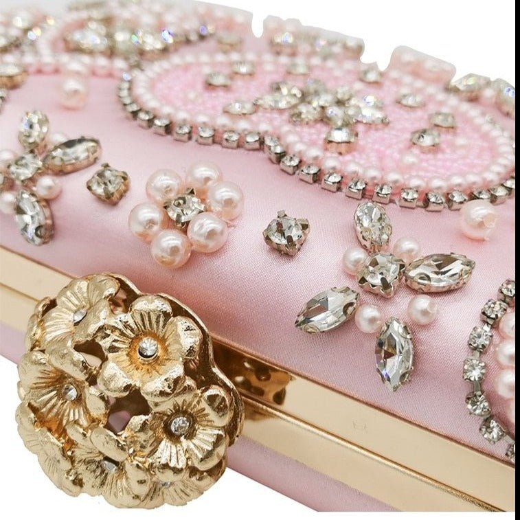 Vintage Pink Beaded Clutch Evening Bags
