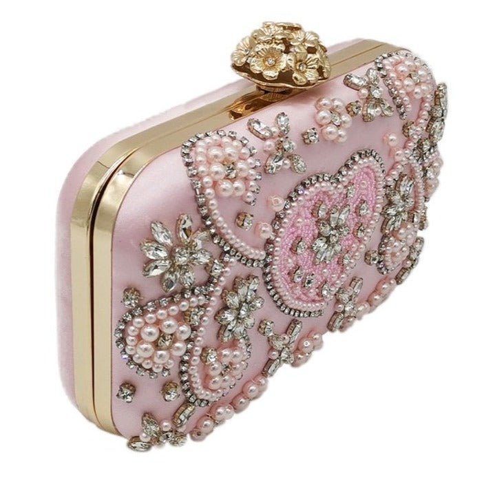 Vintage Pink Beaded Clutch Evening Bags