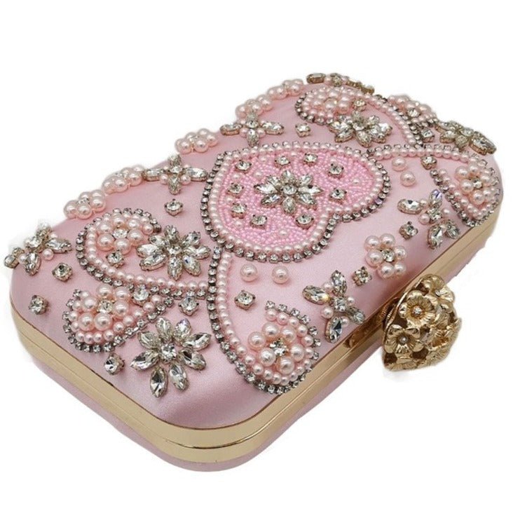 Vintage Pink Beaded Clutch Evening Bags