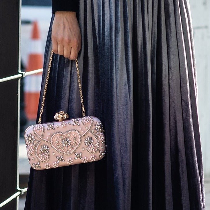 Vintage Pink Beaded Clutch Evening Bags