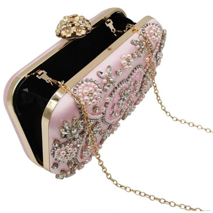 Vintage Pink Beaded Clutch Evening Bags