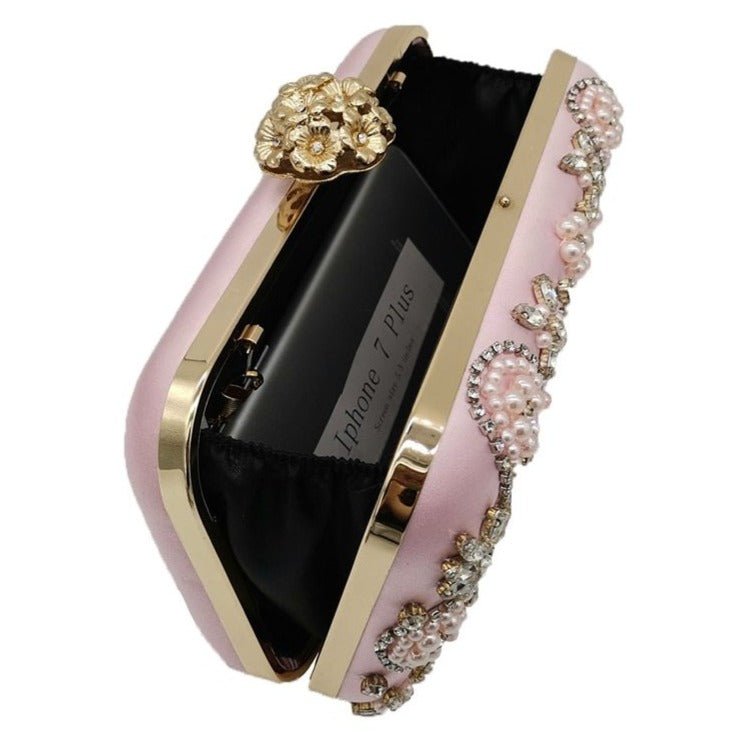 Vintage Pink Beaded Clutch Evening Bags