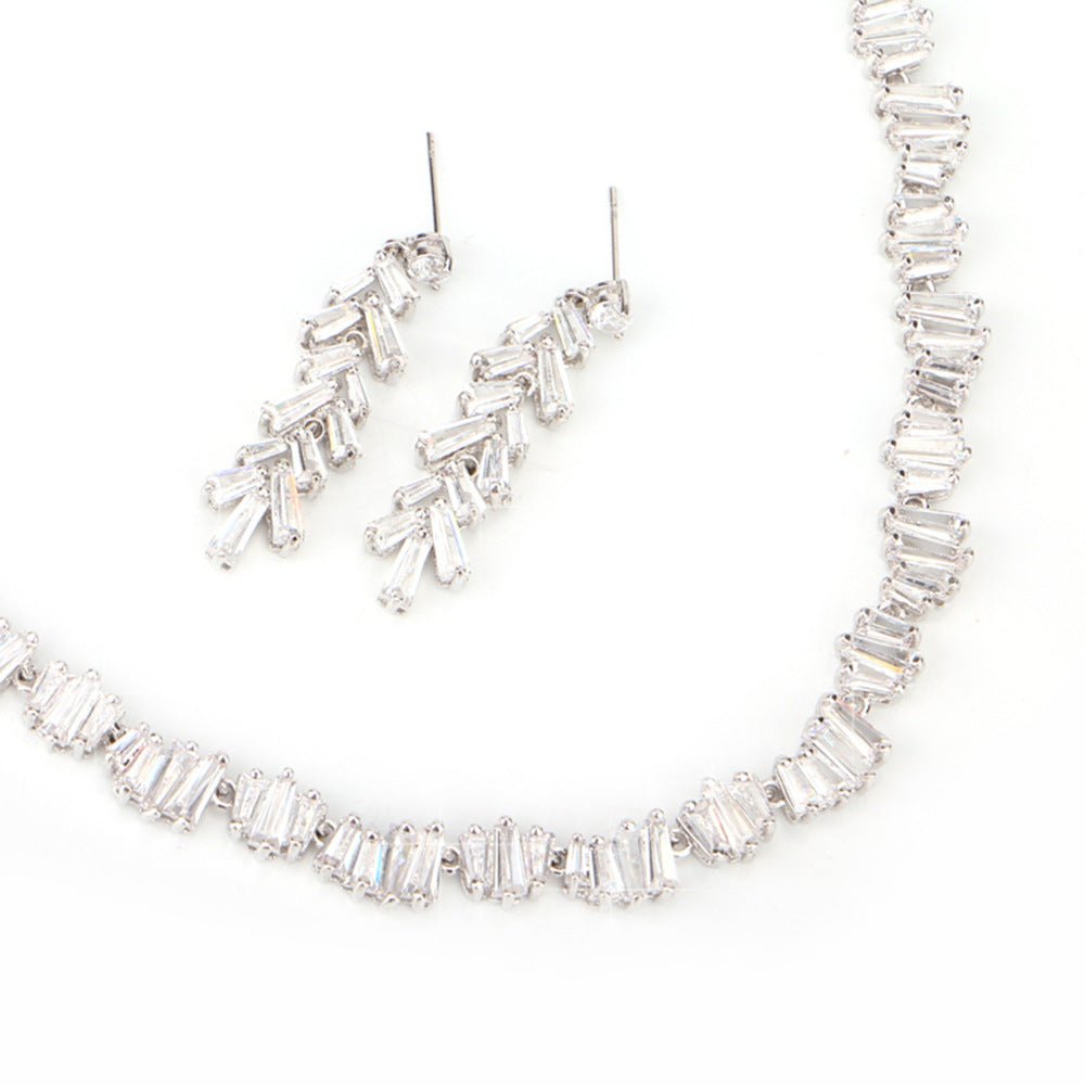 White Platinum Necklace Cubic Zirconia Wedding Jewelry Sets