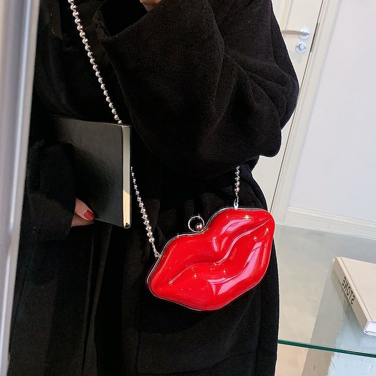 Women Big Lips Acrylic Clutch Bag