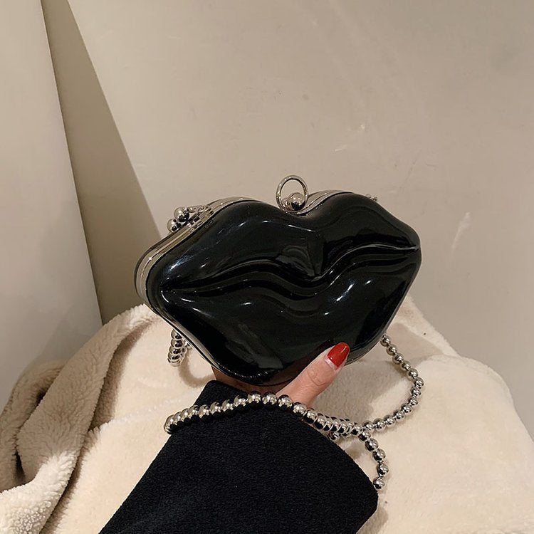 Women Big Lips Acrylic Clutch Bag