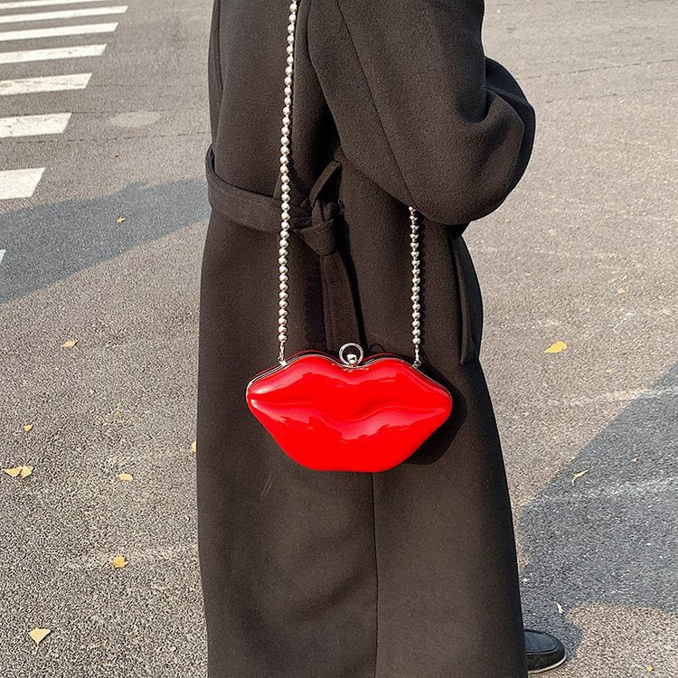 Women Big Lips Acrylic Clutch Bag