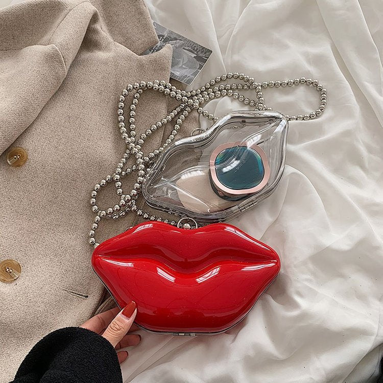 Women Big Lips Acrylic Clutch Bag