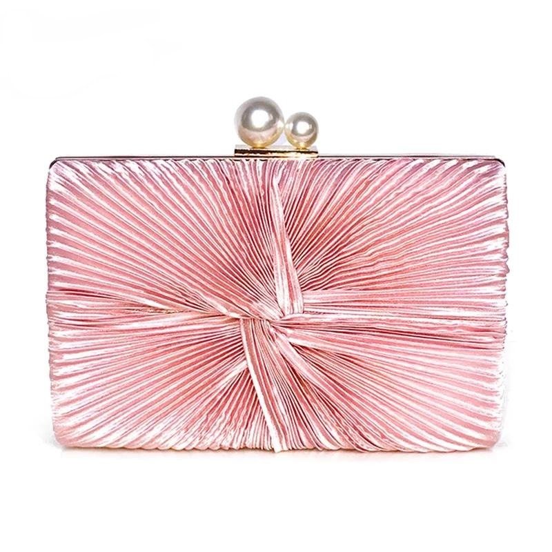 Women Pink Clutch Purse Lady Chain Shoulder Bag For Party