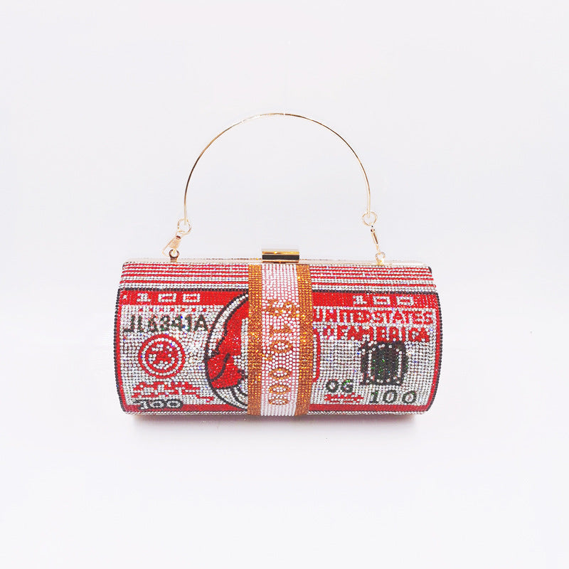 Women Stack of Cash Evening Bag Crystal Rhinestone Clutch