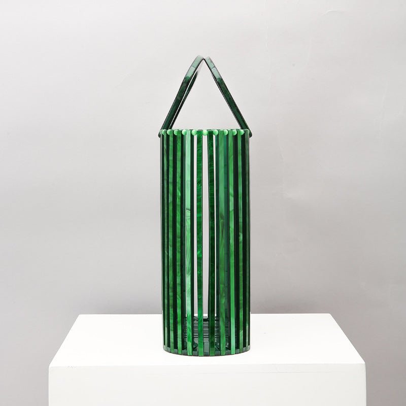 Women's Beach Acrylic Evening Clutch Bag Bucket Hand Twist Hollow Bag