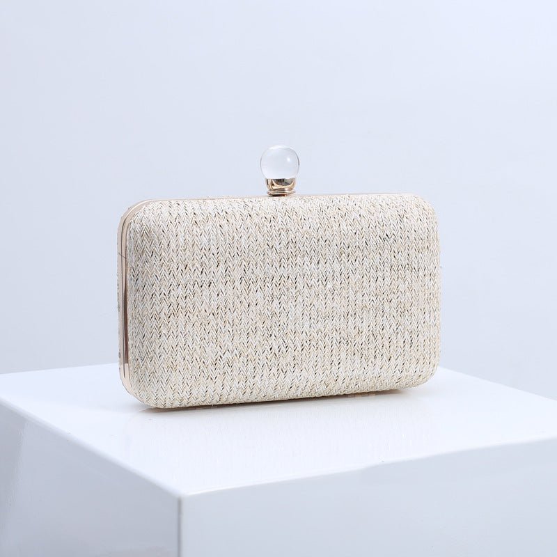 Women's Chain Handbag Straw Evening Clutch Wedding Party Purse