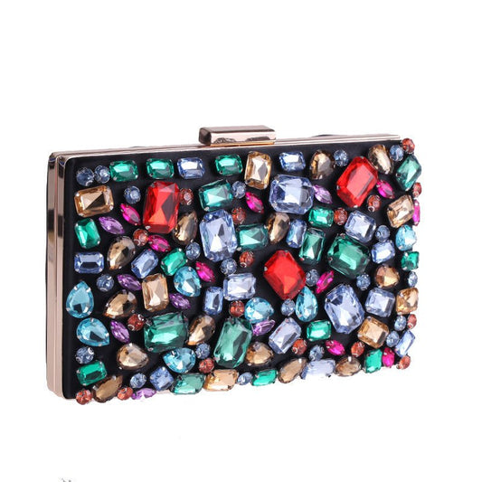 Women's Clutch Bag Wedding Purse Evening Shoulder Bags with Two Chain