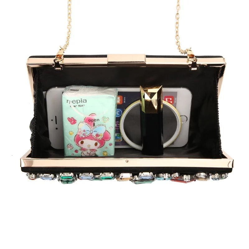 Women's Clutch Bag Wedding Purse Evening Shoulder Bags with Two Chain