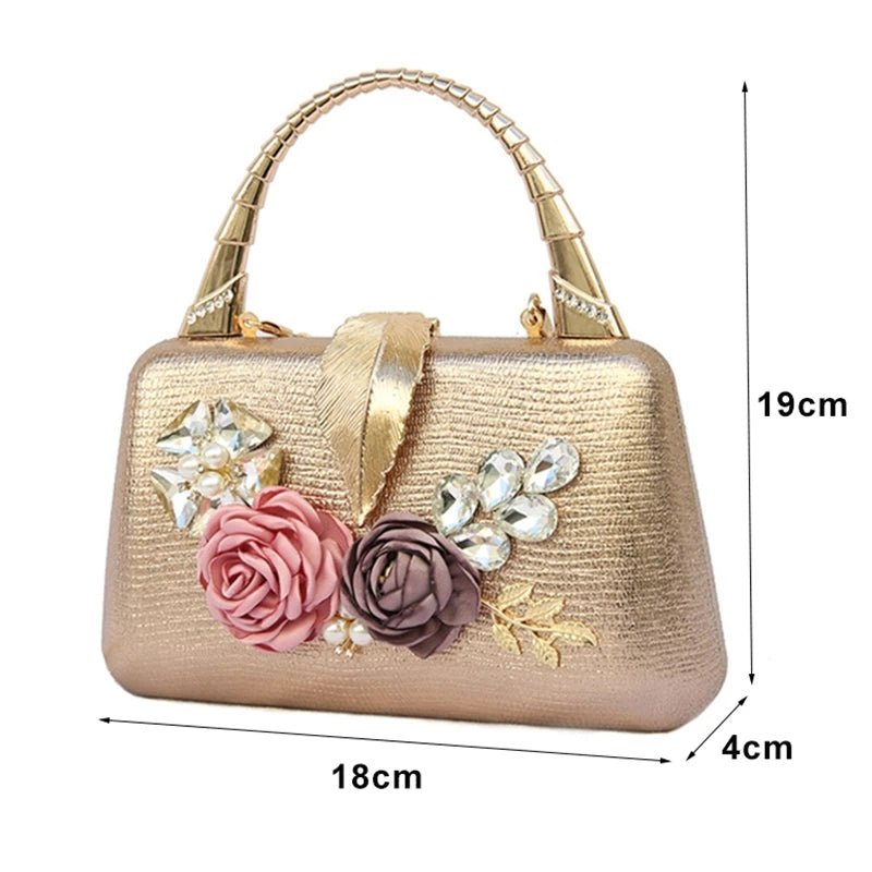 Women's Clutch Evening Bag Flower Handbag Wedding Purse