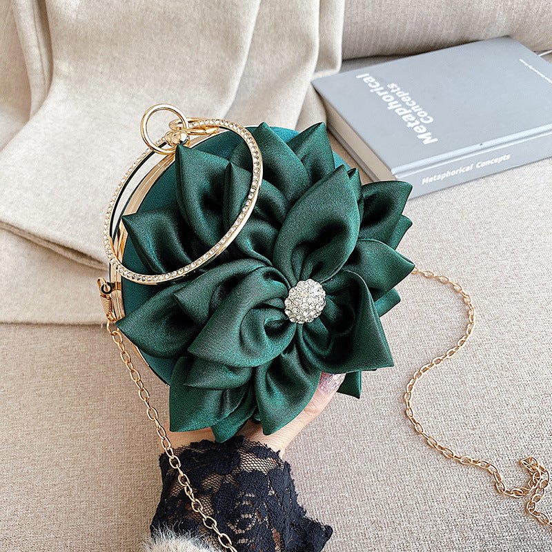 Women's Clutch Round Flower Evening Bag Wedding Party Purse