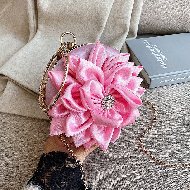 Women's Clutch Round Flower Evening Bag Wedding Party Purse