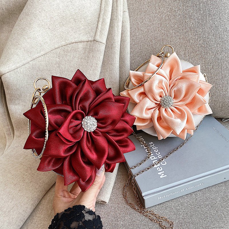 Women's Clutch Round Flower Evening Bag Wedding Party Purse