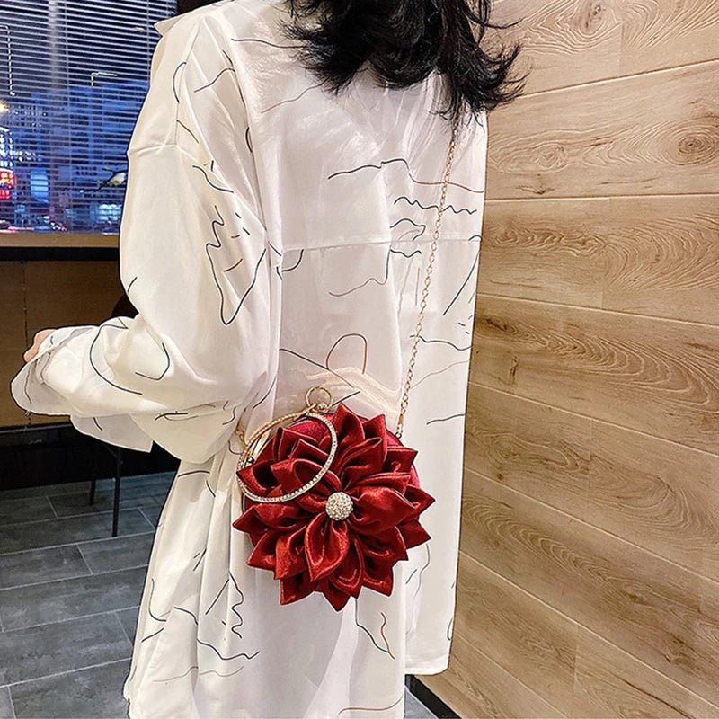 Women's Clutch Round Flower Evening Bag Wedding Party Purse