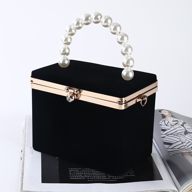Women's Evening Wedding Clutch Purse Box Shape Pearl Handbag