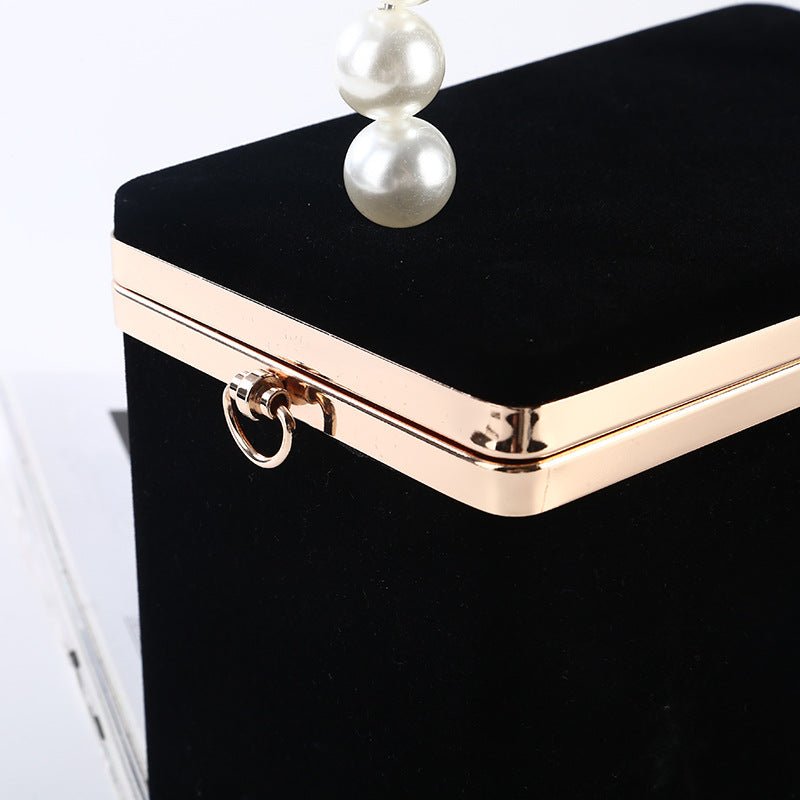 Women's Evening Wedding Clutch Purse Box Shape Pearl Handbag