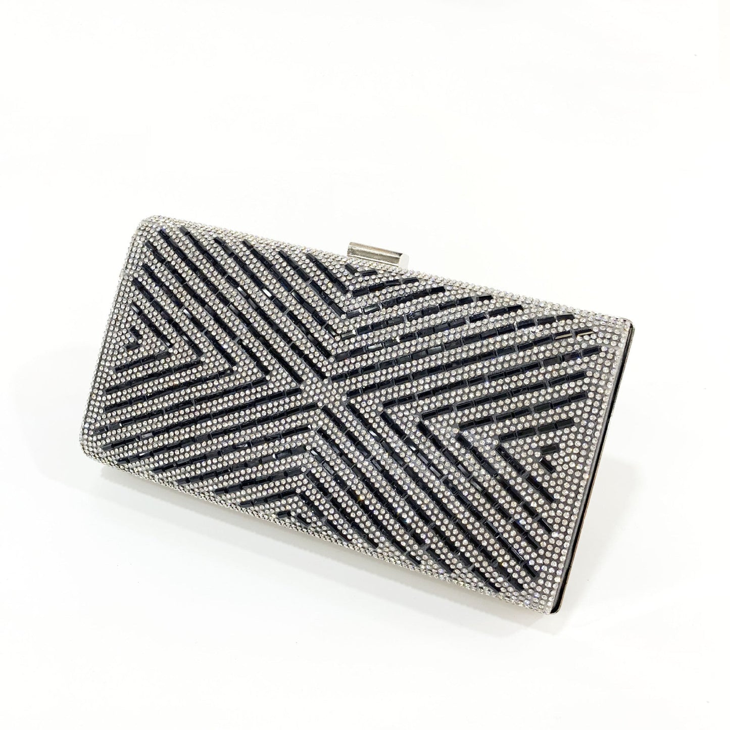 X-Striped Rhinestone Hand-held Evening Clutch Bag